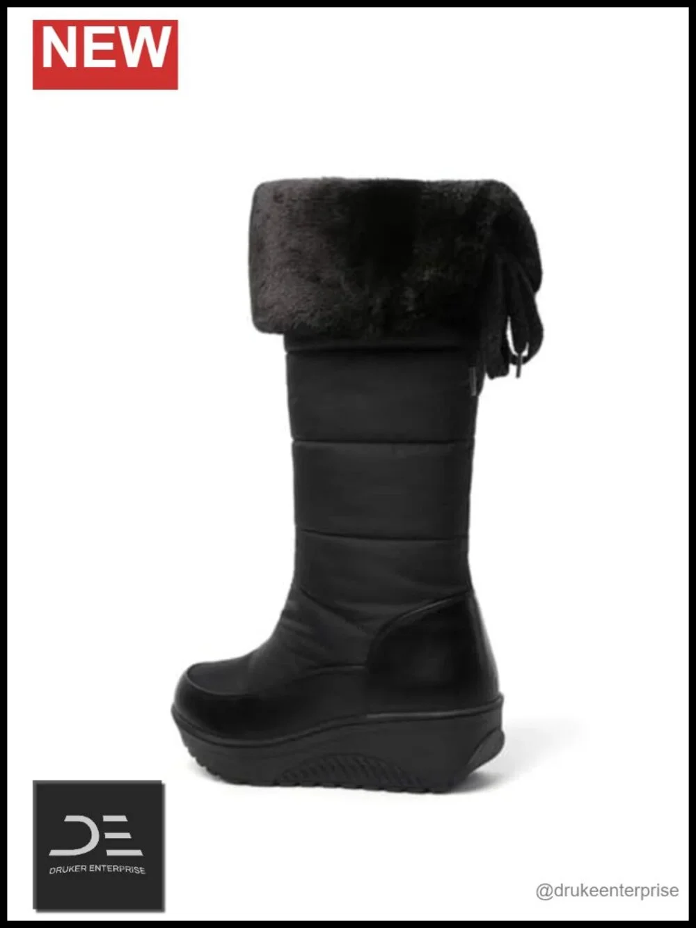 Waterproof Velvet Over-The-Knee Snow Boots with Back Lace-Up, Non-Slip Winter
